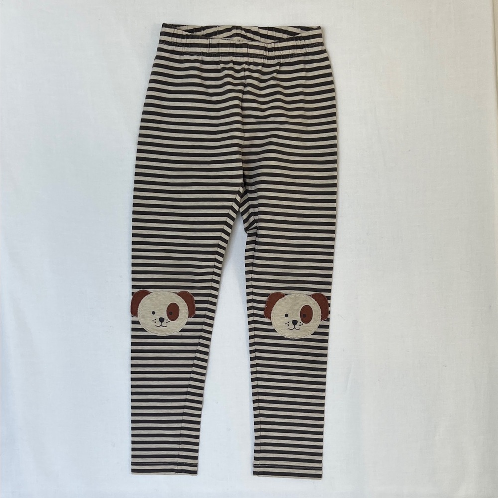 Hanna Andersson Striped Puppy Appliqué leggings